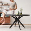 Okak Elegent Wooden Dining Table for 4-6 People, Round Table with Intersecting Pedestal Base, Kitchen Table for Dining Room, Living Room, Black - 2 of 4