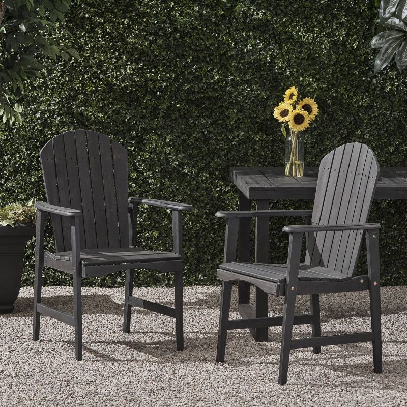 2pk Malibu Acacia Wood Patio Adirondack Dining Chairs - Christopher Knight Home, 3 of 7
