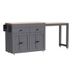 CLIHOME Kitchen Island with Extendable Dining Table , Rolling Kitchen Storage Cart with Spice Rack and 2 Drawers - 3 of 4