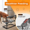 iMountek "Adjustable Raised Dog Bowls with 4.1-12.4in Height, Stainless Steel Double Bowls & Name Plate" Black - 2 of 4