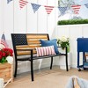 Best Choice Products Indoor Outdoor Steel Garden Bench w/ American Flag Backrest, 790lb Capacity - 4 of 4