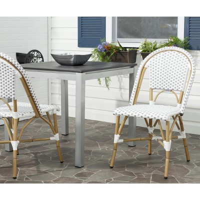 Transitional Brown and White PE Wicker Bistro Side Chair, Set of 2