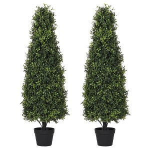poetree 2.5/3/4 FT Artificial Boxwood Topiary Tree Potted Fake Tree Indoor & Outdoor Faux Plants Decor - 1 of 4