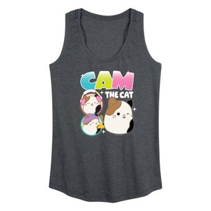 Women's Squishmallows Cam The Cat Graphic Racerback Tank - Heather Charcoal - 1X - 1 of 4