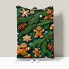 Festive Gingerbread & Pine Tree Christmas Flannel Blanket Home decoration sofa, bed, camping, living room, office blanket, flannel blanket. - 4 of 4