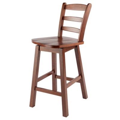 Scalera 24" Walnut Wood Swivel Counter Stool