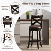 Tangkula 31" Swivel Bar Stool Bar Height PU Leather Seat Rubber Wood Legs Footrest - 3 of 4