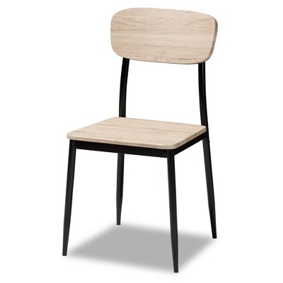 Honore 5-Piece Mid-Century Modern Dining Set in Light Brown and Matte Black