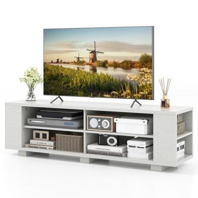 Tangkula TV Stand for 65 Inches TVs Modern Entertainment Center with 8 Open Shelves & 4 Cable Holes MDF TV Console Table