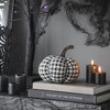 NAYSAYE Party Decoration and Accessories Fabric Plaid Pumpkin Figurine for Holiday Halloween Tabletop, Black and White, 7"*7"*6.7" - 2 of 4