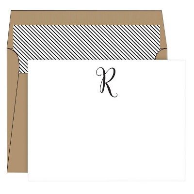 10ct RosanneBECK Collections White Die-Cut Social Set Kraft Monogram - R