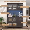 Tangkula Kitchen Pantry Storage Cabinet Kitchen Hutch w/ LED lights & Power Outlet Dark Brown - 4 of 4