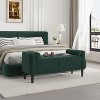 Storage Ottoman Bench, Entryway Shoe Bench, Upholstered End-of-Bed Storage Chest, Storage Stool with Rolled Armrests & Wood Legs for Hallway - 3 of 4