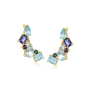 Ross-Simons 2.28 ct. t.w. Tonal Blue Topaz and Iolite Ear Climbers in 18kt Gold Over Sterling - 1 of 3