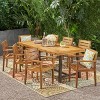 Balfour 9pc Acacia Wood Dining Set - Teak - Christopher Knight Home: Weather-Resistant, Seats 8, No Cushion - image 2 of 4