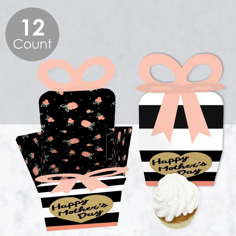 Big Dot of Happiness Best Mom Ever - Square Favor Gift Boxes - Mother's Day Party Bow Boxes - Set of 12, 3 of 9