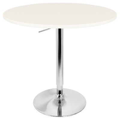 27.5" Scandinavian Contemporary Round Bar Table with Chrome Base - White