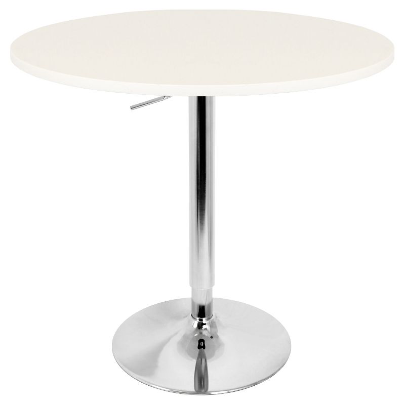 27.5" Elia Contemporary Adjustable Bar Height Pub Table Wood Top with Chrome Frame - LumiSource, 4 of 5
