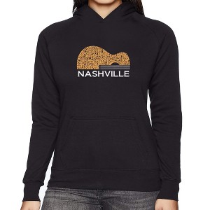 LA Pop Art Nashville Guitar - Women's Word Art Hooded Sweatshirt - 1 of 4