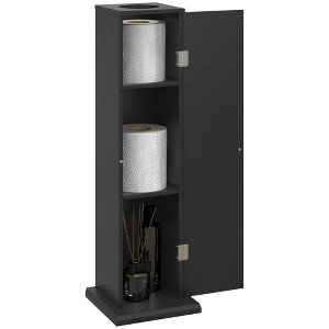 Resenkos Bathroom Cabinet,Small Toilet Paper Cabinet, Bathroom Corner Cabinet with Doors and Shelves for Paper Shampoo, Black - 1 of 4