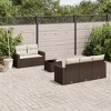 vidaXL Patio Sofa Set with Cushions Outdoor Furniture 6 Piece Poly Rattan - Brown and Cream - 2 of 4