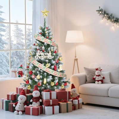 Christmas Tree, Artificial Christmas Tree with Medium Round Pinecone Decoration, Metal Base Easy Assembly for Home, Office, Party, Holiday Decor