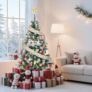 Christmas Tree, Artificial Christmas Tree with Medium Round Pinecone Decoration, Metal Base Easy Assembly for Home, Office, Party, Holiday Decor - 1 of 4