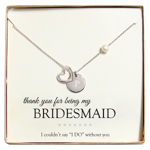 Monogram Bridesmaid Open Heart Charm Party Necklace - P, Women