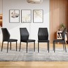Gulches Black PU Leather Metal Leg Dining Chair Set of 4 Ergonomic High Back 37 inch Adjustable Feet 16 inch Seat Depth Kitchen Room - 3 of 4