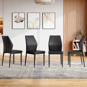 Set of 4/6 Dining Chairs PU Leather Upholstered Dinner Chairs Armless Chairs Accent Chairs with Padded Seat - Modernluxe - 1 of 4