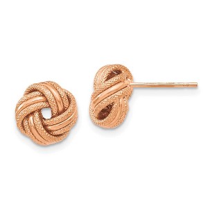 Black Bow Jewelry 8.5mm (5/16 in) 14k Rose Gold Polished & Textured Love Knot Earrings - 1 of 4