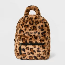 Girls' 10" Faux Fur Leopard Print Mini Backpack - art class™