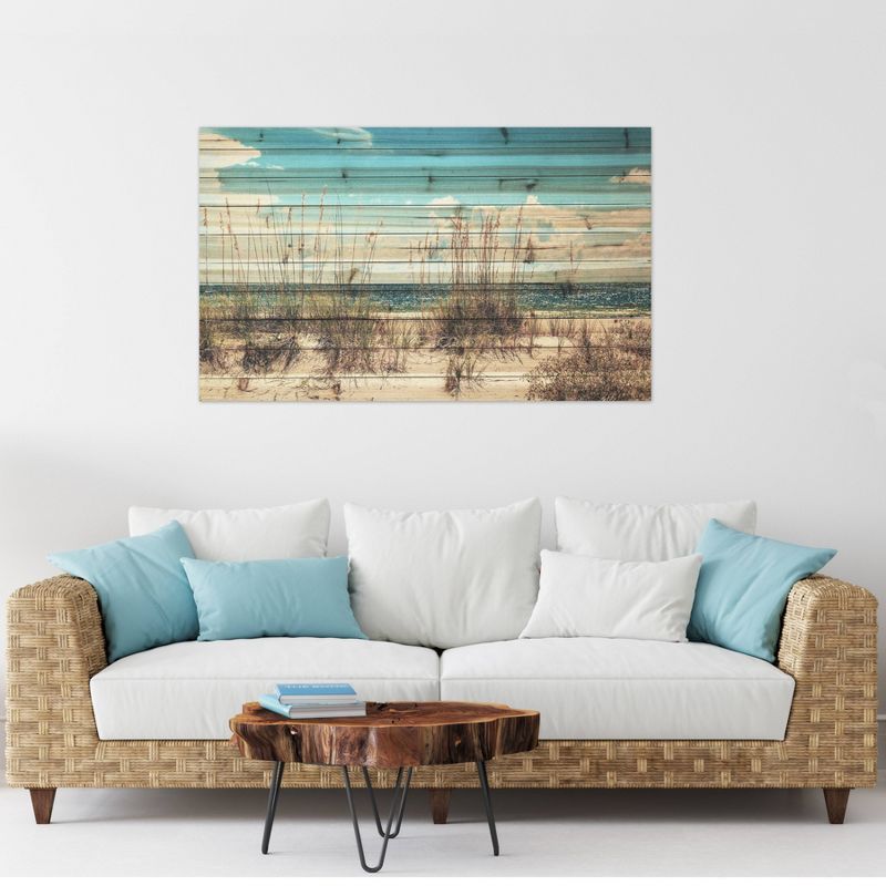 48&#34; x 30&#34; Sand Dunes Print on Planked Wood Wall Sign Panel Blue - Gallery 57, 4 of 6
