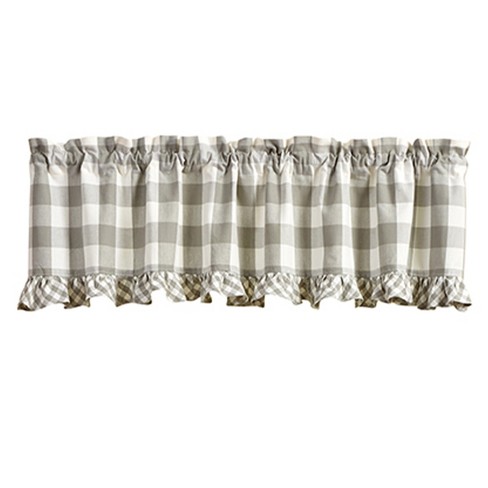 Park Designs Buffalo Check Ruffled Dove Valance 60