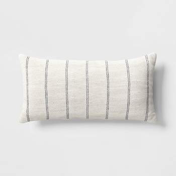 10"x20" Small Stripes Rectangular Outdoor Lumbar Pillow Chalk White - Threshold™