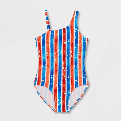 Girls' Striped One Piece Sleeveless Swimsuit - Cat & Jack™