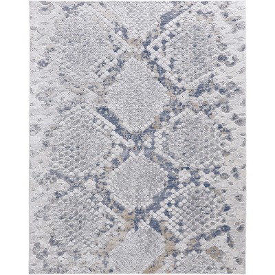 Laina Transitional Trellis & Lattice Silver/Gray/Blue Area Rug