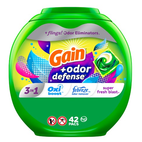 Gain Flings Super Fresh 3-in-1 With Febreze And Oxi Odor Defense Liquid  Laundry Detergent Pacs : Target