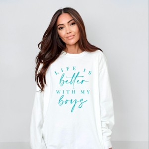 Simply Sage Market Life Is Better With My Boys Garment Dyed Sweatshirt - 1 of 4