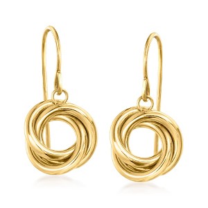 Ross-Simons Italian 14kt Yellow Gold Twisted Knot Drop Earrings - 1 of 3