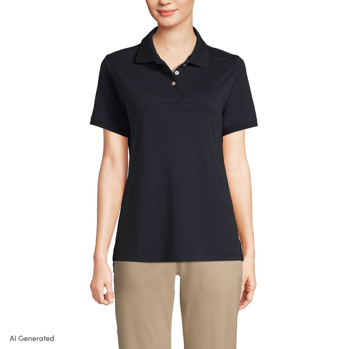 Lands' End School Uniform Women's Short Sleeve Interlock Polo Shirt
