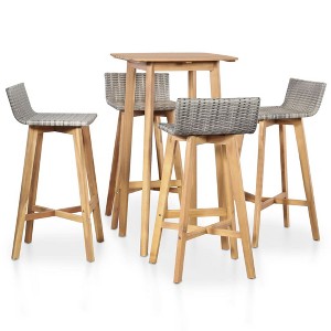 vidaXL 5 Piece Patio Dining Set Solid Acacia Wood - 1 of 4