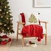 Tree Embroidered Square Christmas Throw Pillow Green - Threshold™ - image 2 of 4