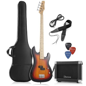 Davison 4-String Electric Bass Guitar with P-Style Pickups - Bass Guitar Kit with 15-Watt Amp, Gig Bag & Accessories - 1 of 4