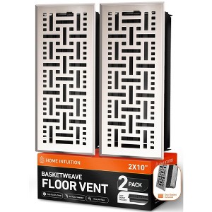 Home Intuition Basketweave Floor Vent Cover 4X14 Inch with Mesh Cover Trap Heat and Air Walkable Metal Floor Vent for HVAC Duct, Satin Nickel - 1 of 4