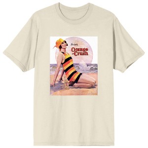 Drink Orange Crush Woman On Seashore Vintage Advertisement Men's Natural Graphic Tee - 1 of 3