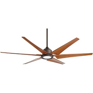 72" Casa Vieja Power Hawk Modern Indoor Outdoor Ceiling Fan with Dimmable LED Light Remote Oil Rubbed Bronze Painted Wood Damp Rated for Patio House - 1 of 4