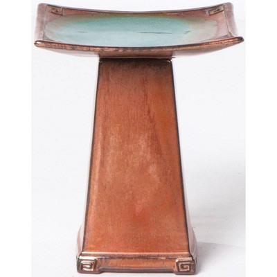 15" Handmade Glazed Ceramic Zen Birdbath Brown - Alfresco Home LLC