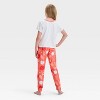 Girls' Moana 2pc Short Sleeve Pajama Set - Orange/White - 2 of 4