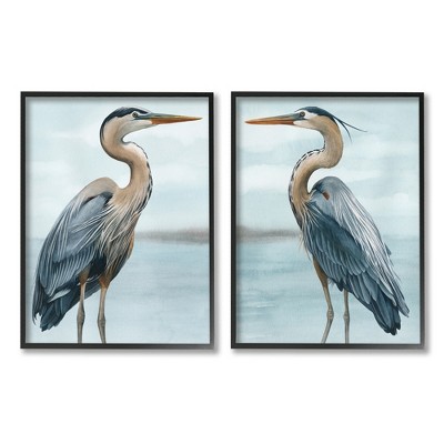 Stupell Industries Detailed Heron Bird Duo 2 Piece Framed Giclee Art Set